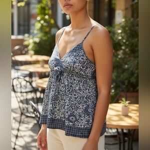 Vintage American Eagle Floral Babydoll Tank "Live Your Life" Coquette Top Sz S